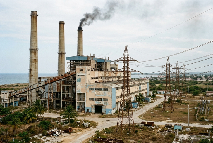 Old power plant with transmission lines